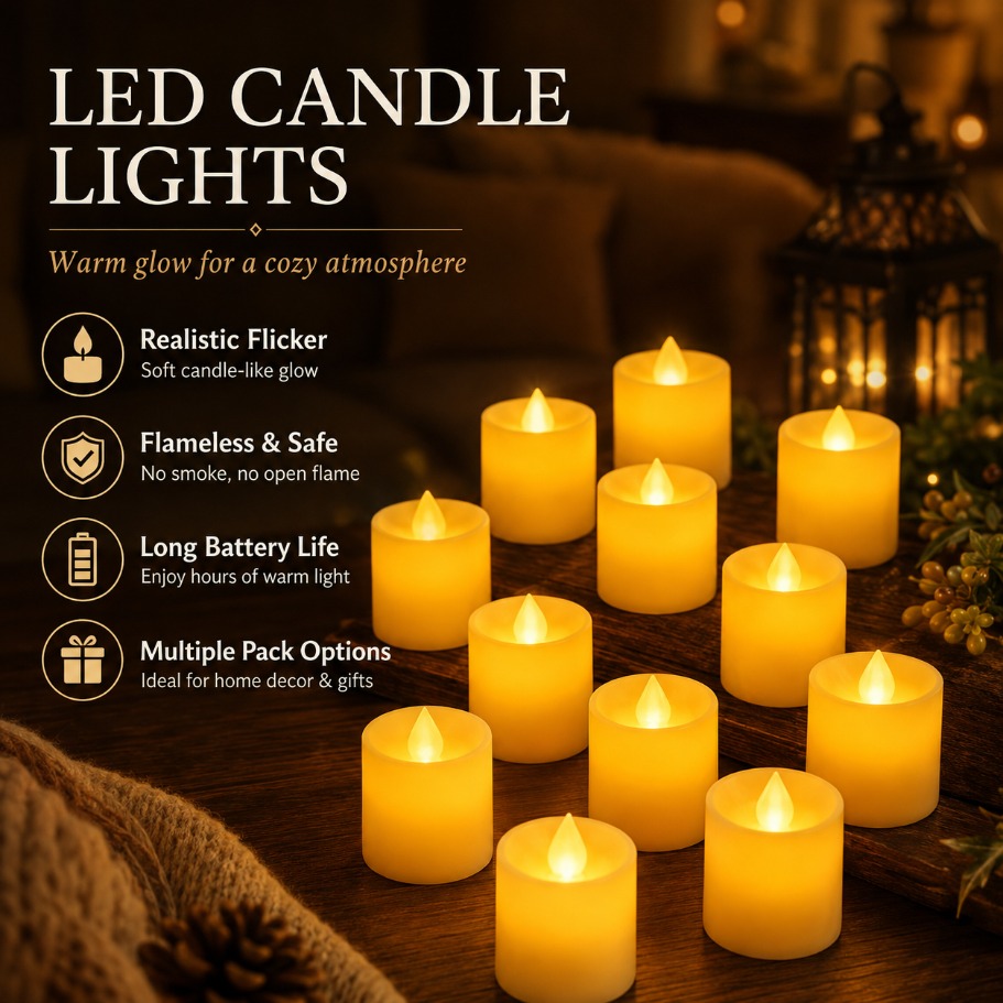 Candle Zero - 배터리로 작동되는 무화염 LED 티라이트 캔들,